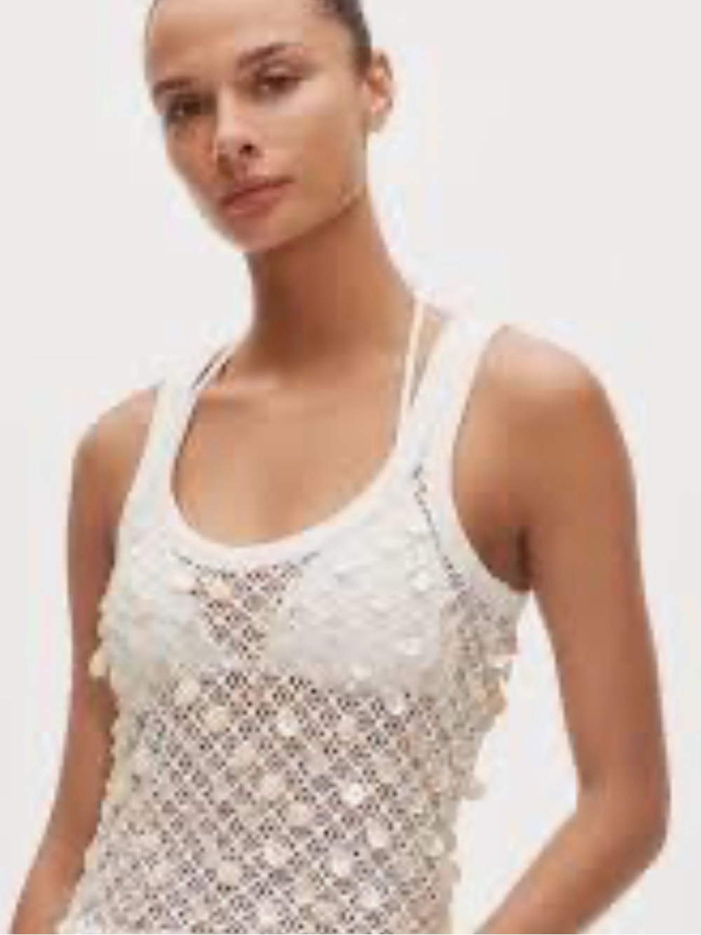 J. Crew Ivory Crochet Sell -Embroidered sleeveless Scoop-Neck Tank Top XL NWT